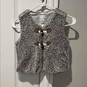 Gymboree Gray Fleece Vest with Brown Accents